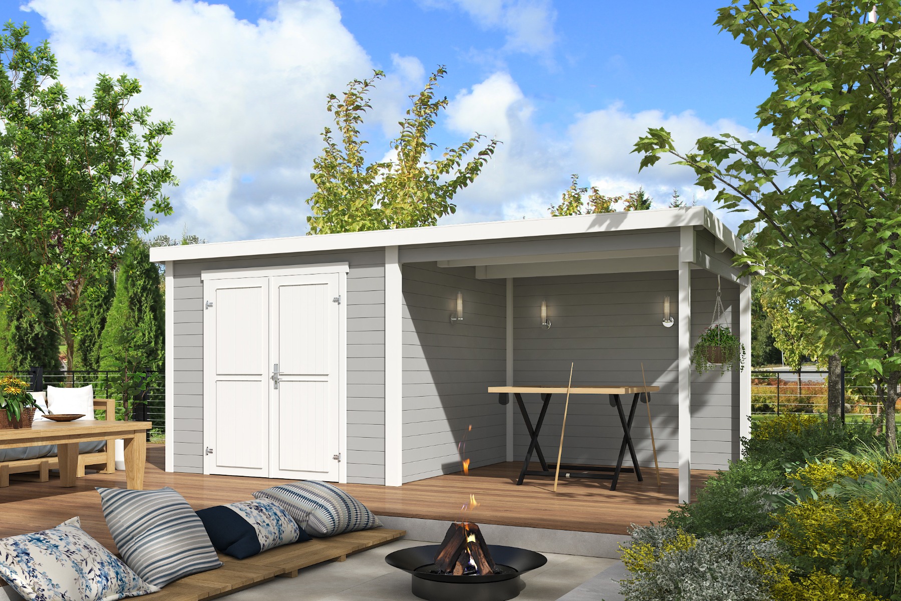 Tuinhuis Lars 500x250 cm - Platinum Grey-Wit gecoat afbeelding