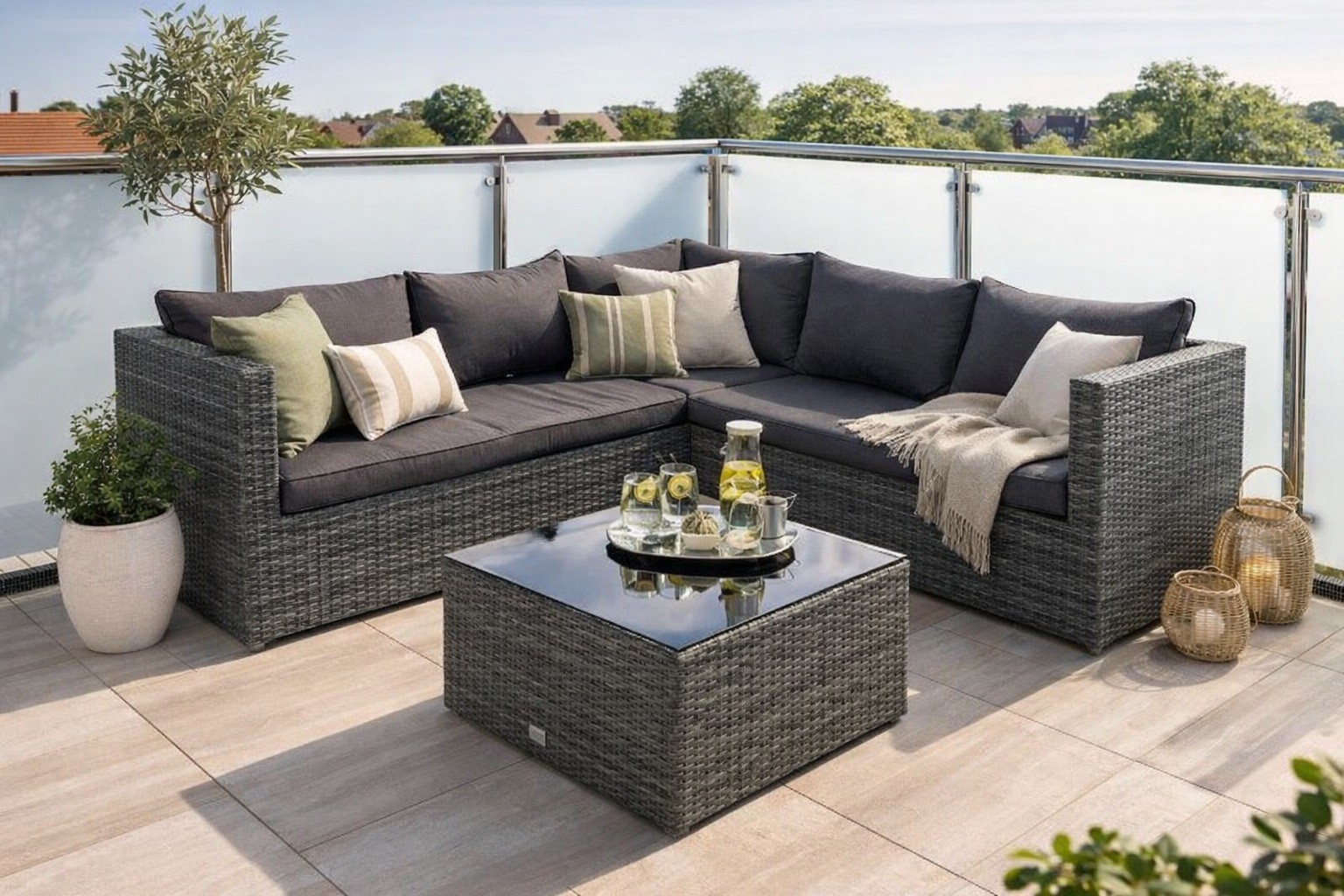 Van Kooten Tuin en Buitenleven Montana loungeset 4-delig earl grey / donker antraciet- - - Garden Impressions