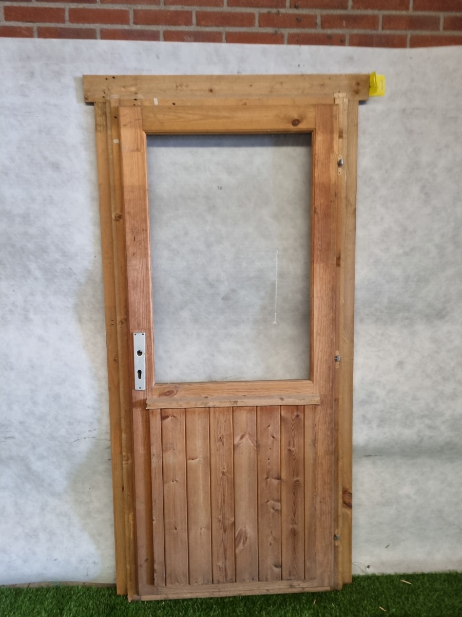 Enkele blanke deur - enkel glas, rechtsdraaiend (186 x 101 cm) - SALE25127
