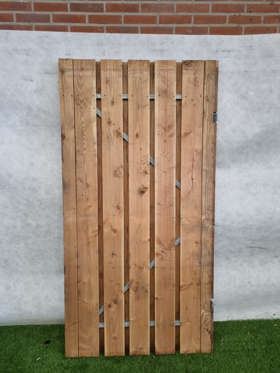 Douglas poort met stalen frame - 195 x 95,5 cm, 13-planks - SALE25139