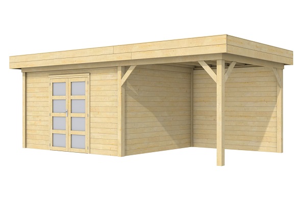 Blokhut Parelhoen 400x300 met luifel 300 cm + GRATIS EPDM + GRATIS thuisbezorgd afbeelding