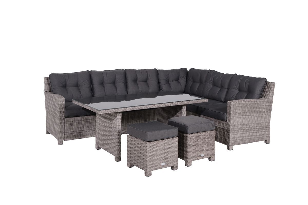 Blue bird lounge-diningset - 5-delig - rechts - organic grey - reflex black- - - Garden Impressions afbeelding