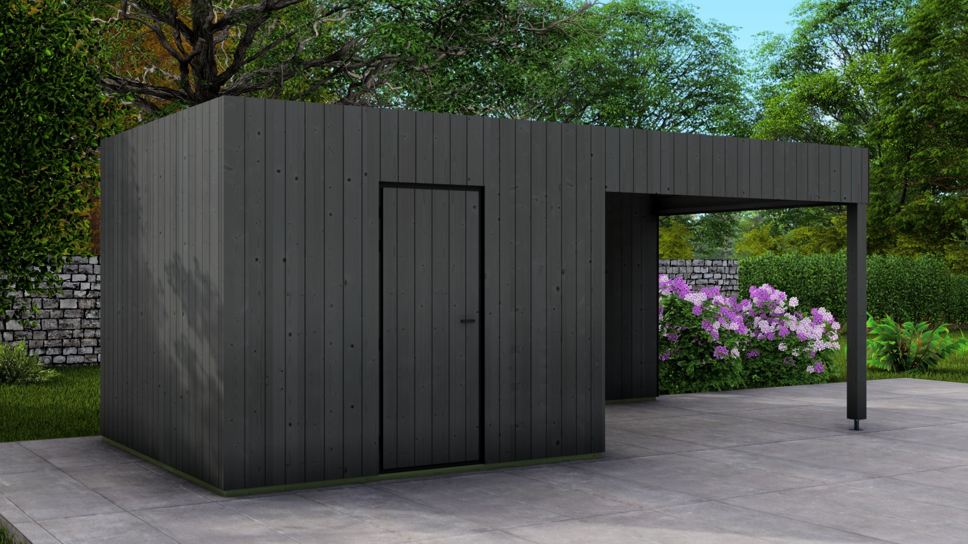 Poolhouse Trendy 300x300 cm + luifel 300 cm - compleet zwart gecoat afbeelding