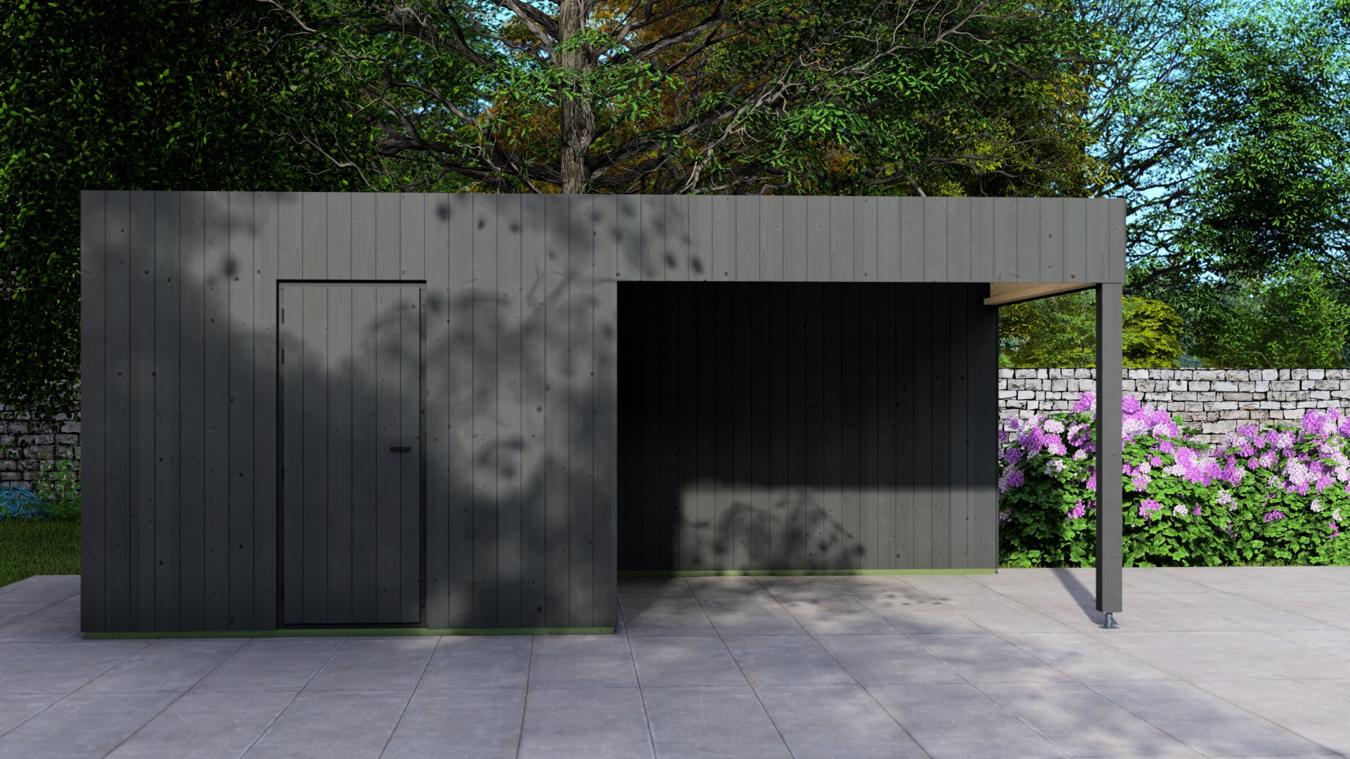 Poolhouse Trendy 300x300 cm + luifel 300 cm - exterieur zwart gecoat afbeelding