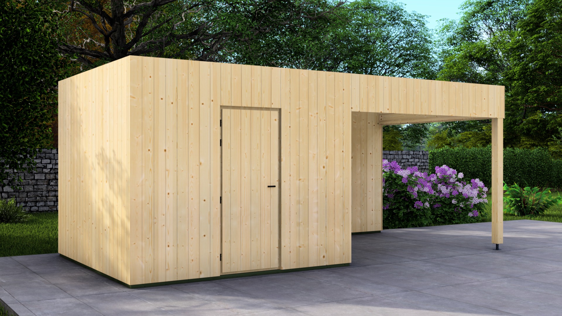Poolhouse Trendy 300x300 cm + luifel 400 cm - onbehandeld afbeelding 1