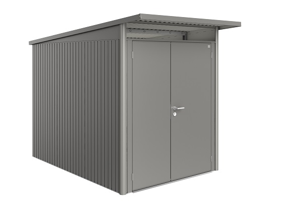 Biohort AvantGarde A3 metalen berging 180x260x218 cm kwartsgrijs met dubbele deur afbeelding