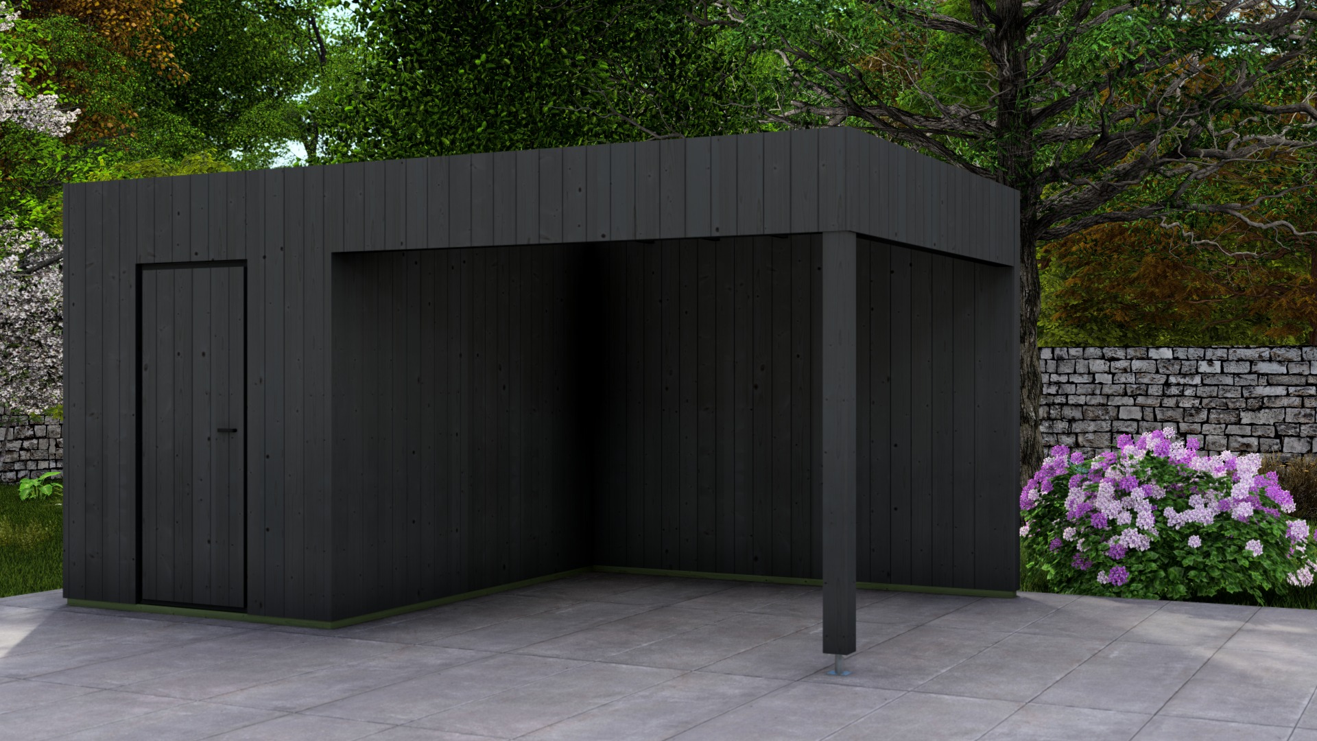 Poolhouse Trendy 200x300 cm + luifel 300 cm - compleet zwart gecoat afbeelding