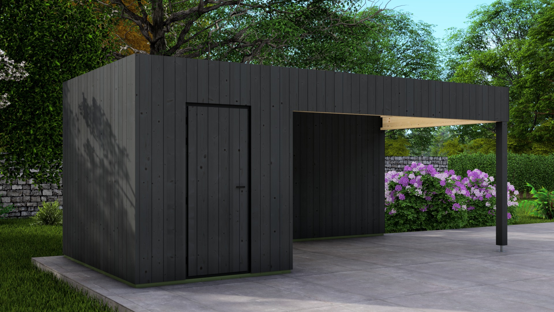 Poolhouse Trendy 200x300 cm + luifel 400 cm - exterieur zwart gecoat afbeelding 1