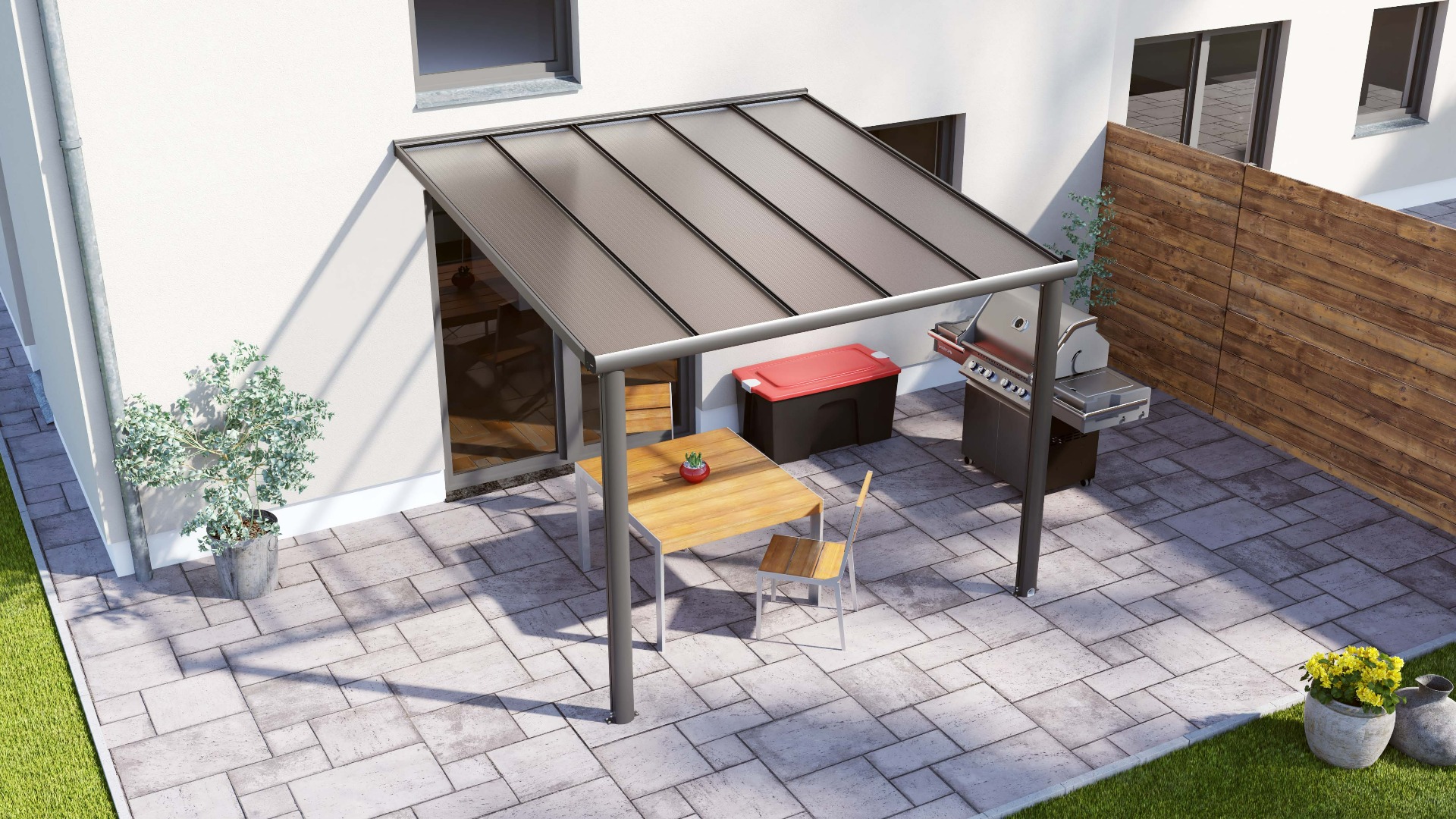 Veranda Smartline 304x250 cm - Antraciet structuur - Bouwpakket
