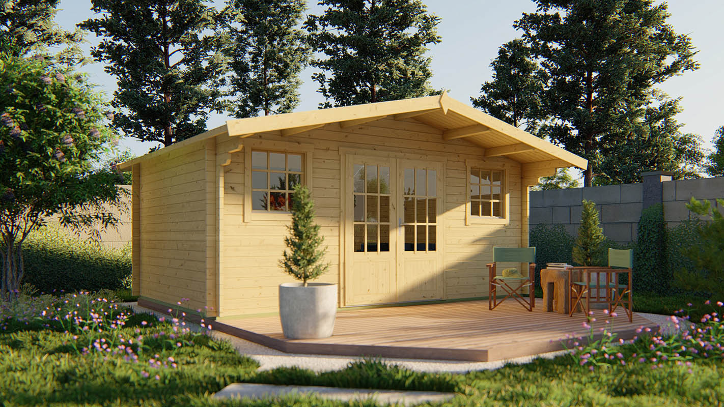 Blokhut Karen 500x320 cm + 90 cm oversteek -