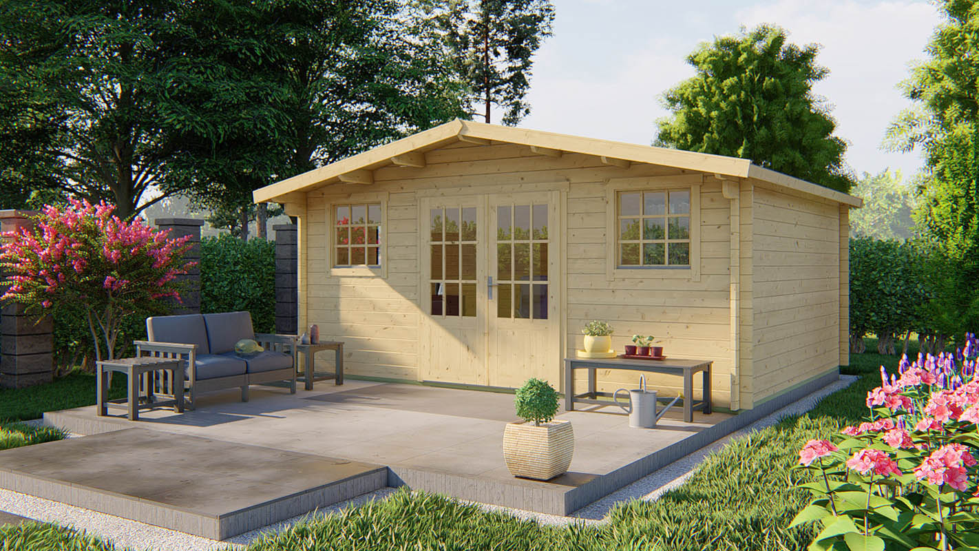 Blokhut Jackalyn 500x400 cm + 50 cm oversteek - Red class wood geïmpregneerd afbeelding