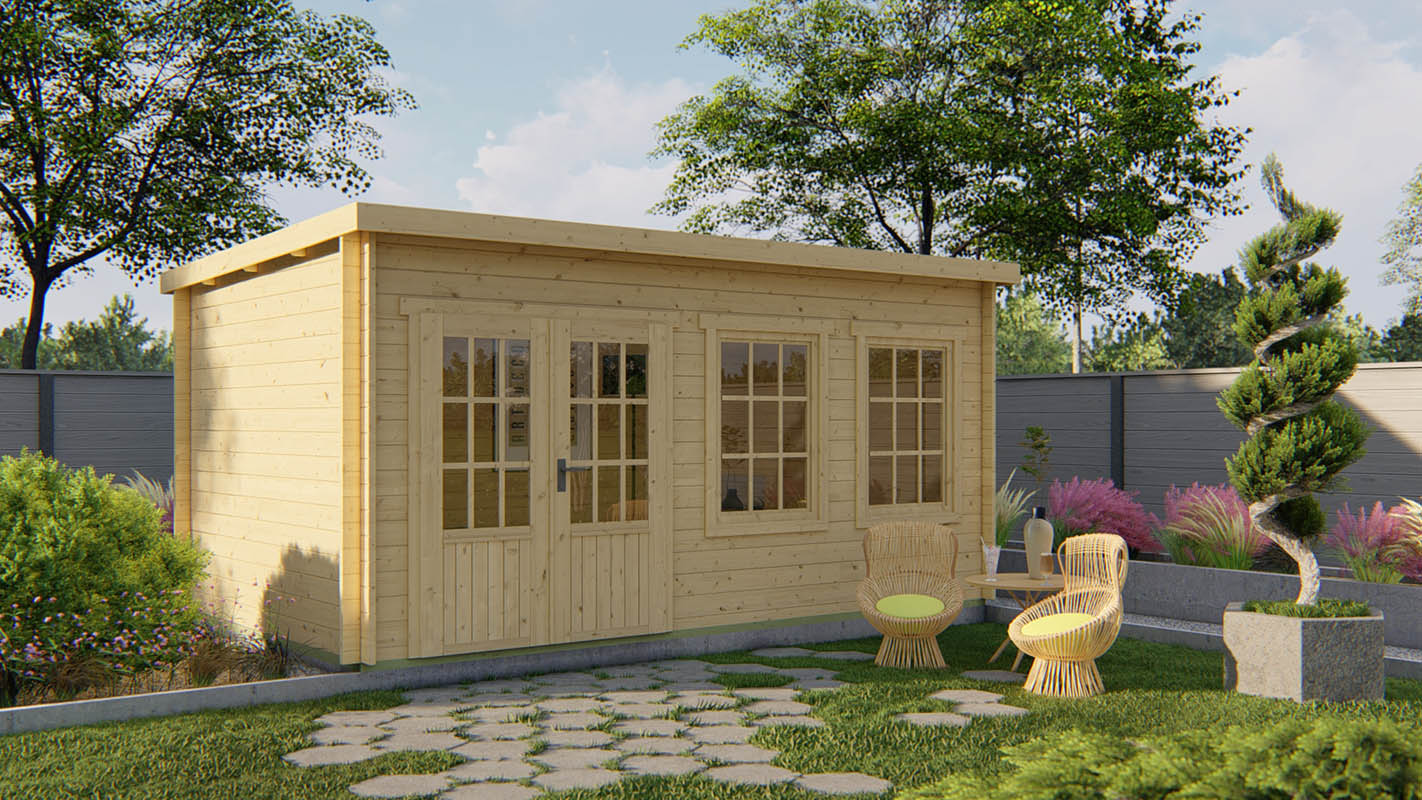 Blokhut Sadie 500x300 cm - grijs geïmpregneerd afbeelding