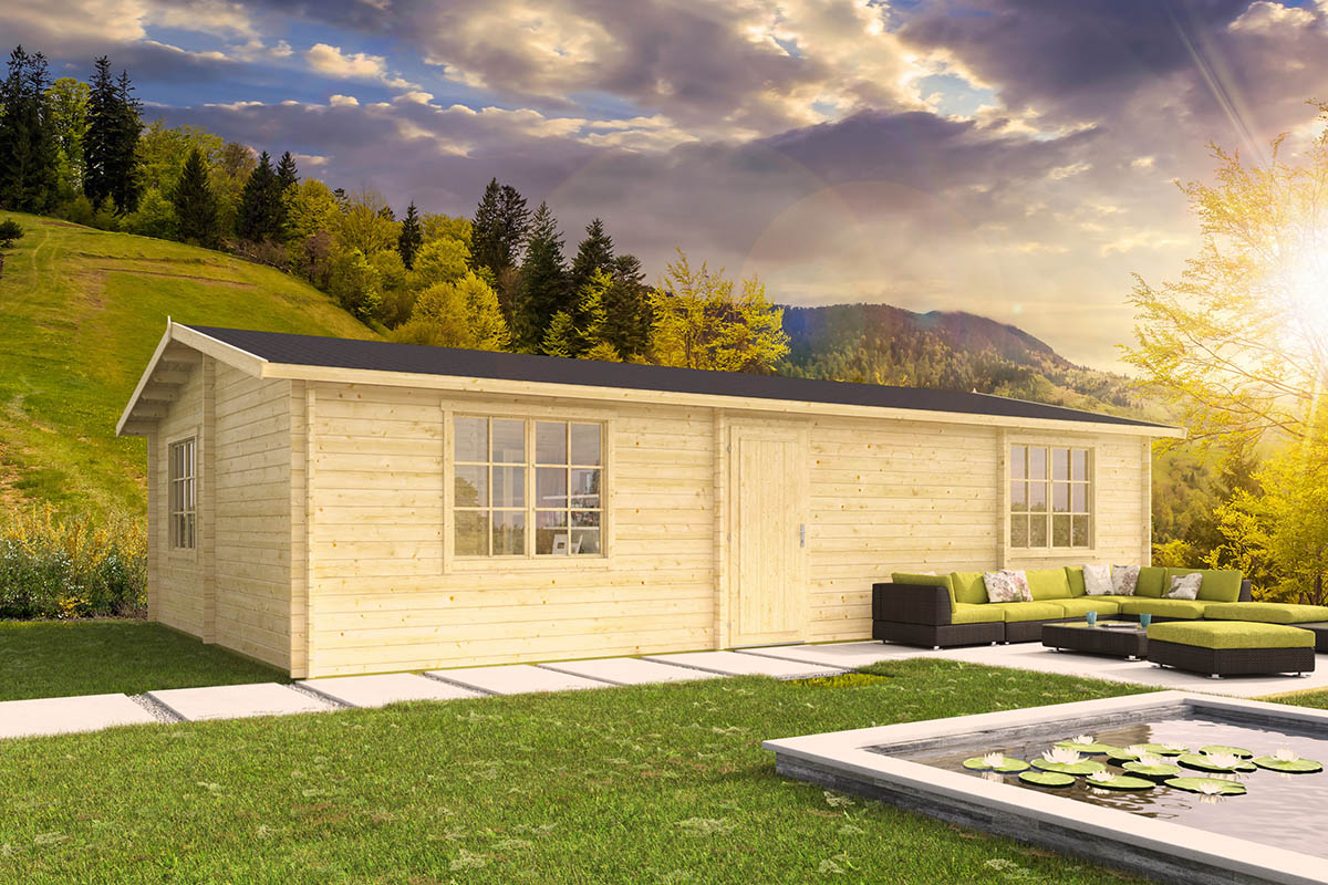 Blokhut Navarra | 44 mm | Red Class Wood geïmpregneerd | 1032x633 cm afbeelding