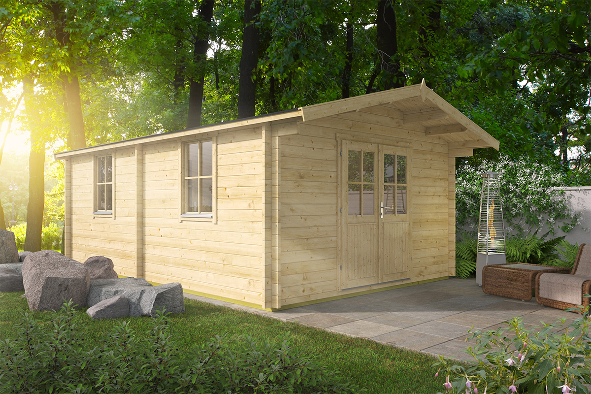 Blokhut Bilbao 400x598 cm 44 mm - Red Class Wood geïmpregneerd afbeelding