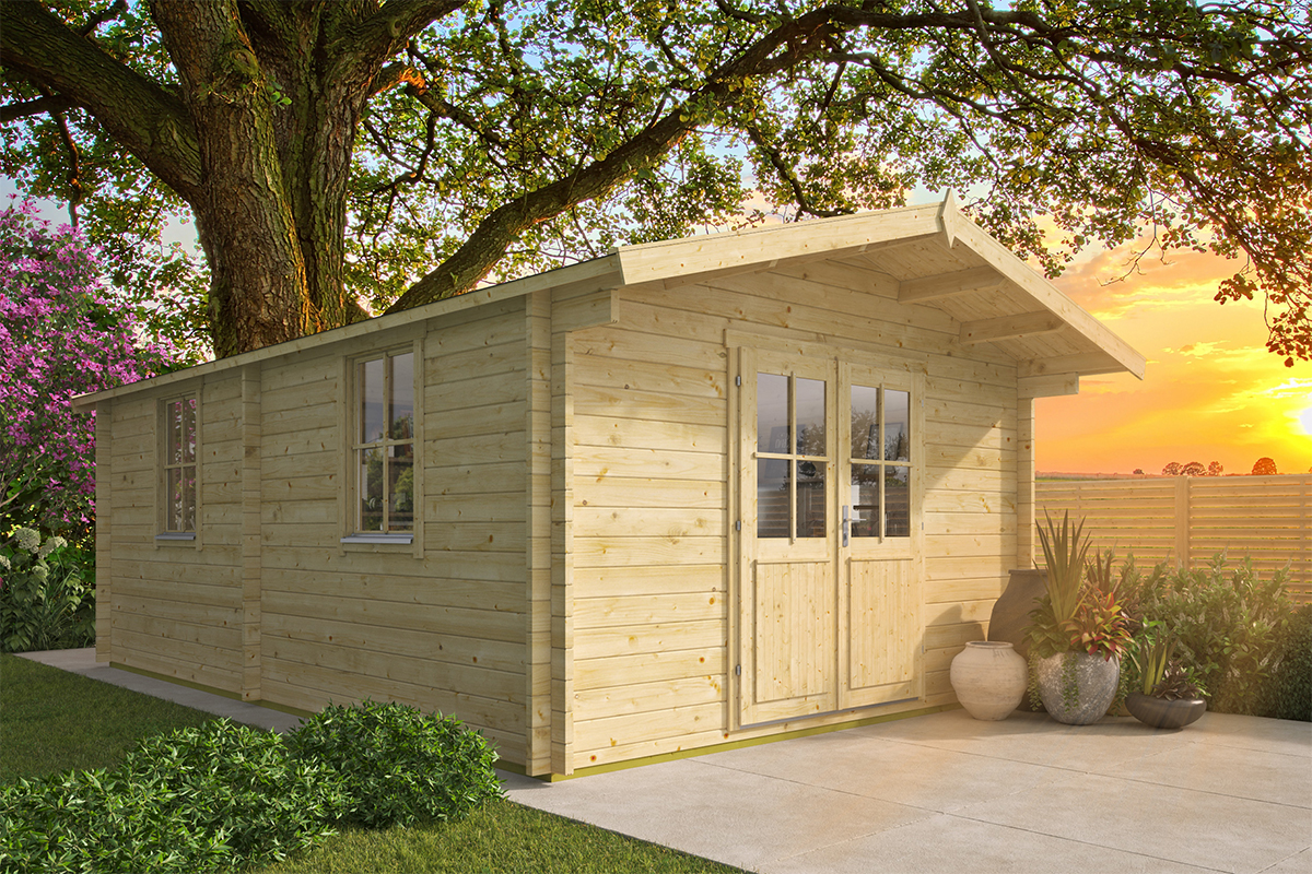 Blokhut Teruel 400x598 cm 44 mm - Red Class Wood geïmpregneerd afbeelding