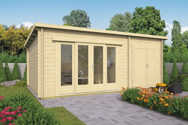 Blokhut Meg 595x400 cm - Red class wood geïmpregneerd afbeelding