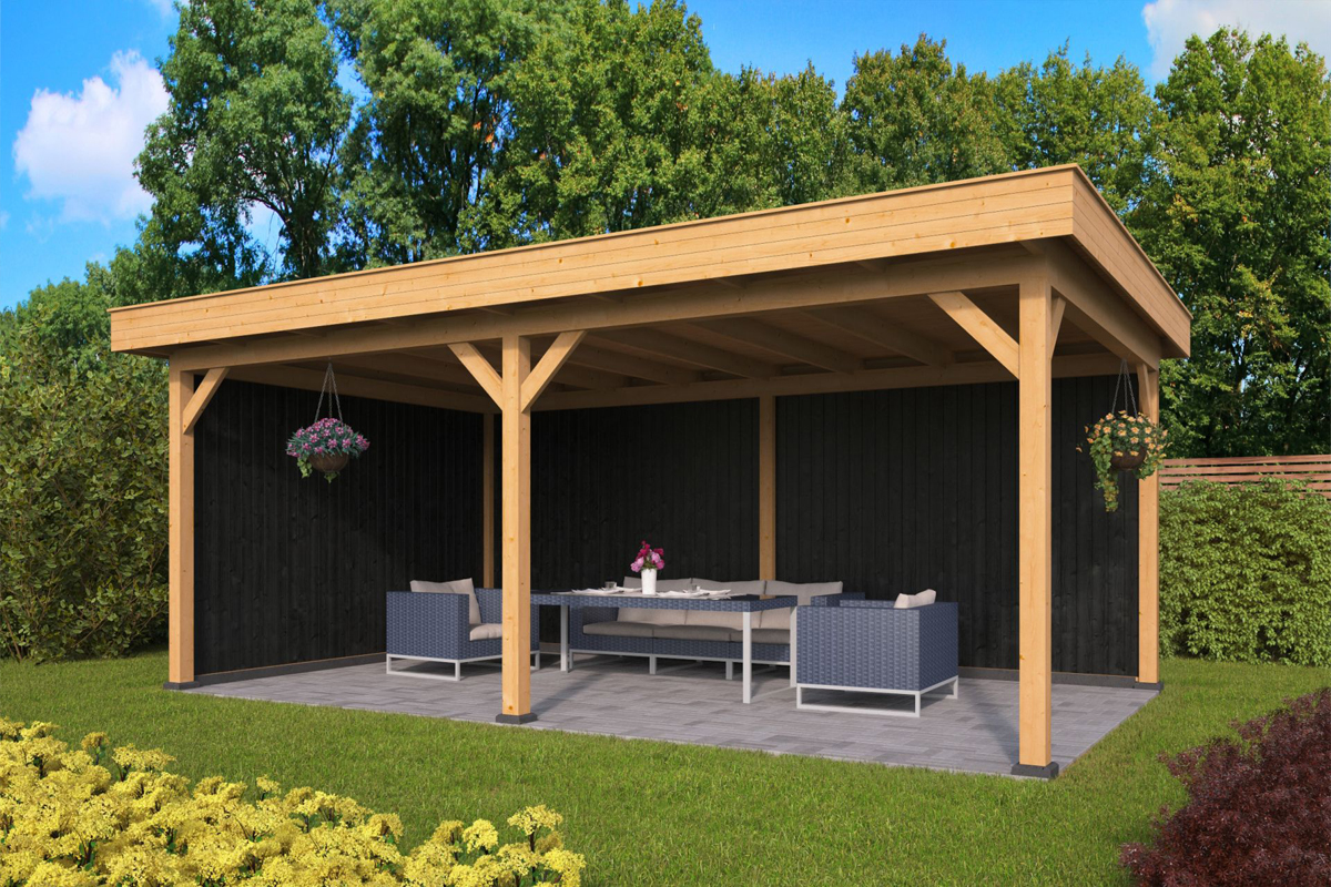 Lariks/Douglas Overkapping Oslo XL type 2 zwart 678x430 cm afbeelding