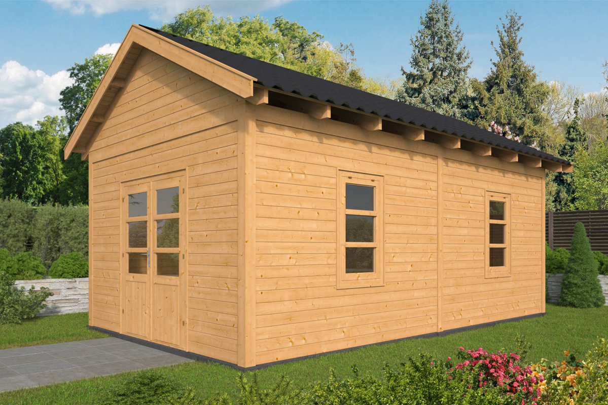 Lariks/Douglas Overkapping Hamar XL type 4 blank 678x445 cm- Zadeldak- Onbehandeld lariks Douglas hout- Tuindeco