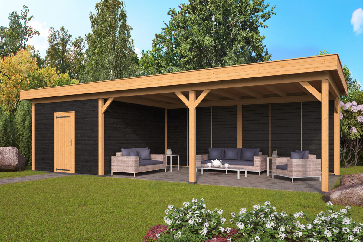 Lariks/Douglas Overkapping Oslo L type 7 zwart 690x380 cm afbeelding