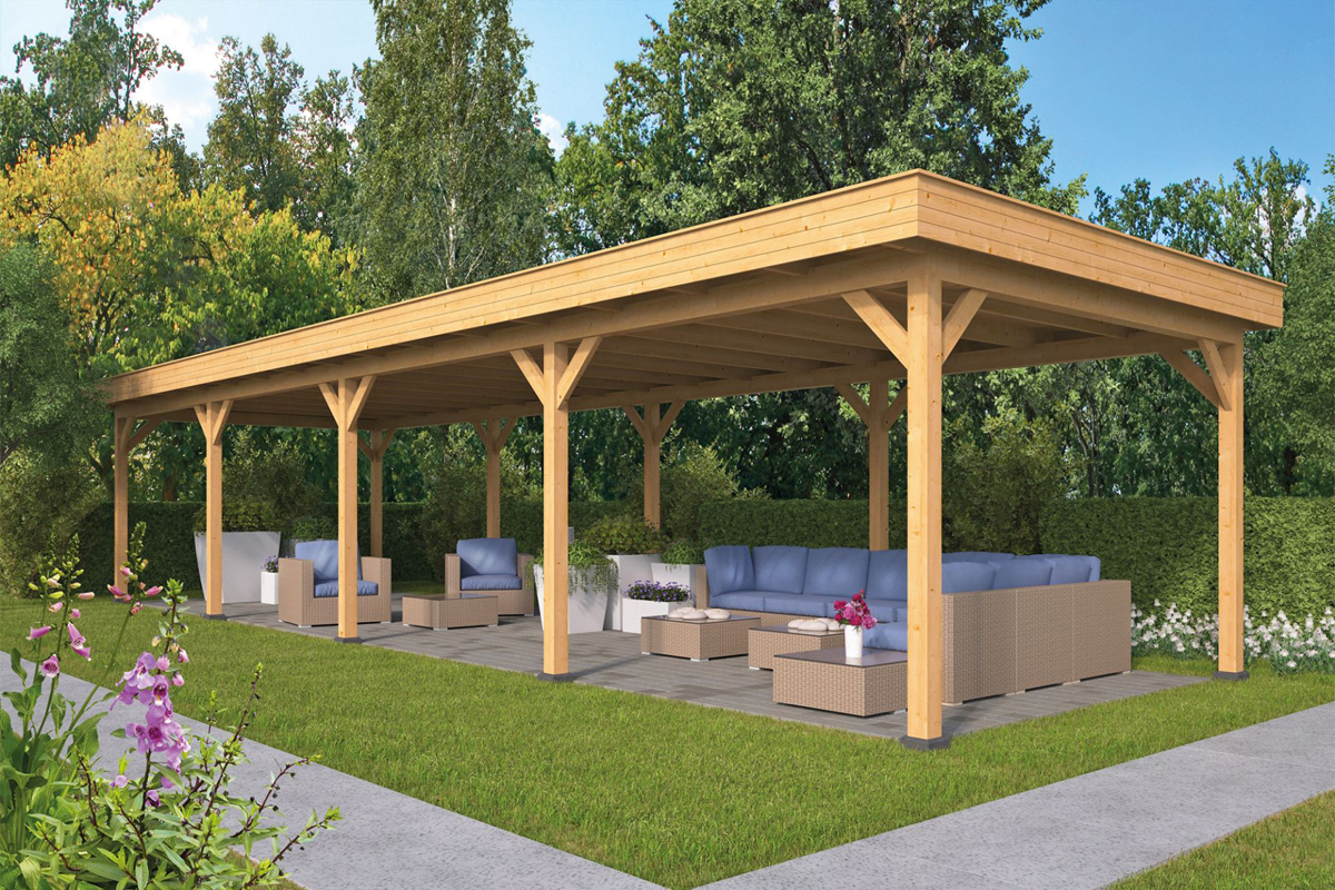 Lariks/Douglas Overkapping Oslo XL type 9 1303x430 cm afbeelding