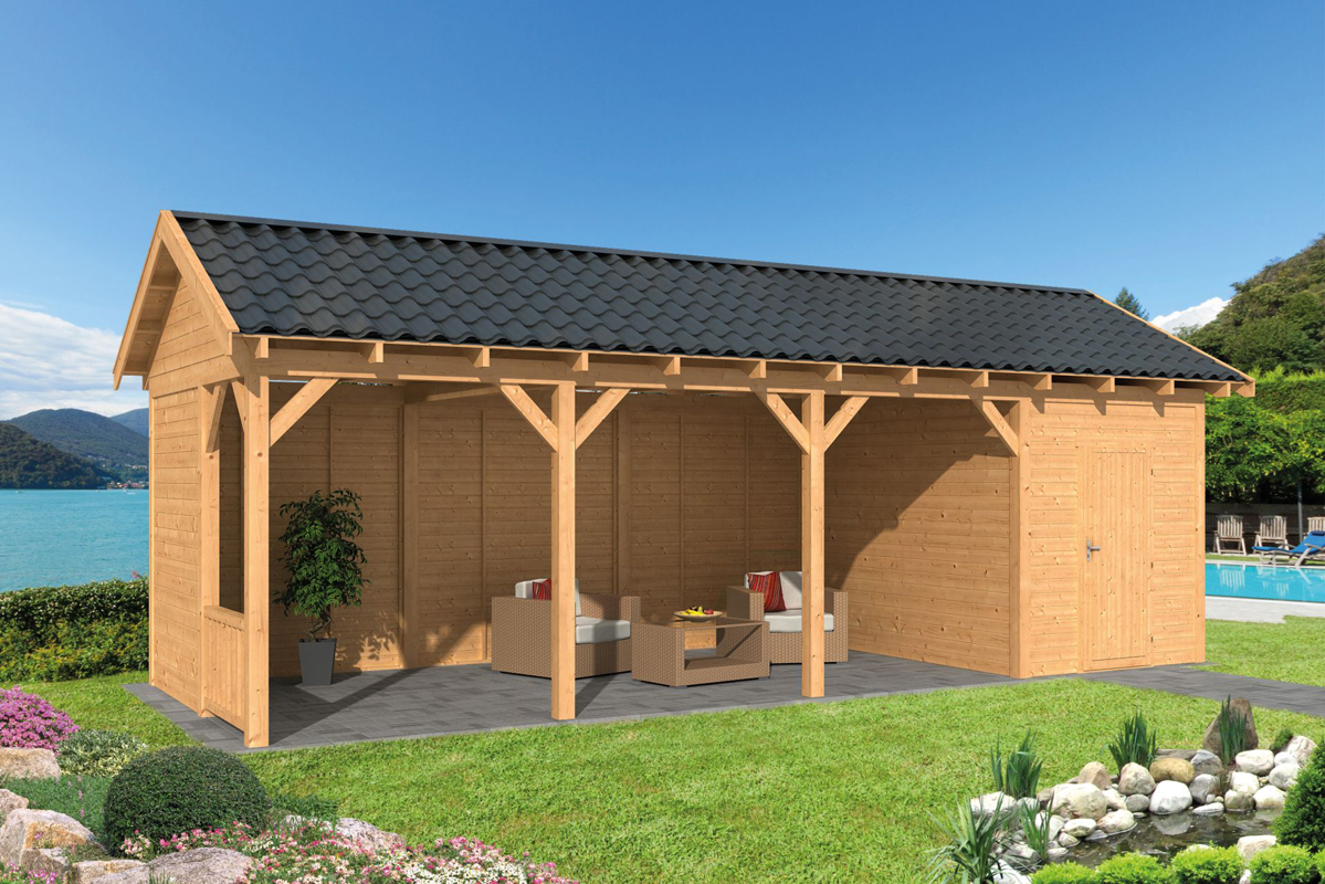 Lariks/Douglas Overkapping Hamar L type 10 blank 903x395 cm afbeelding
