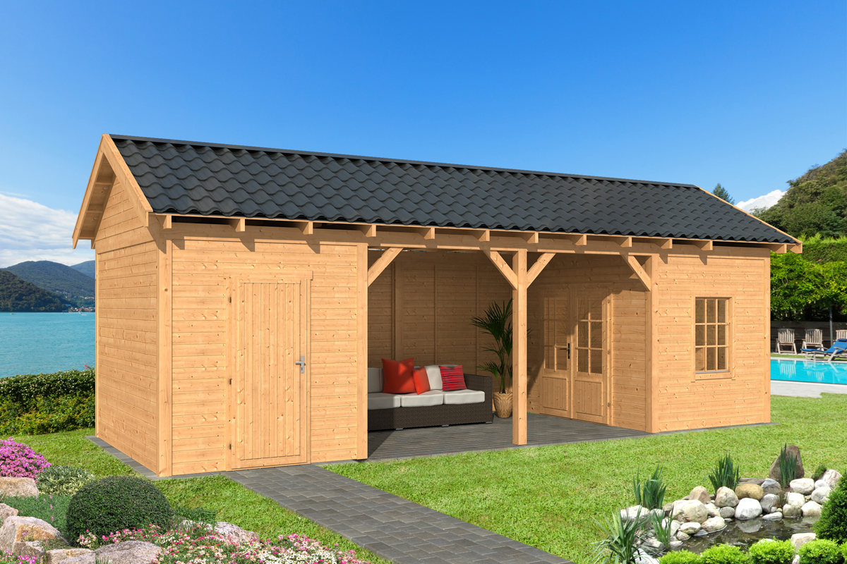 Lariks/Douglas Overkapping Hamar L type 12 blank 903x395 cm afbeelding