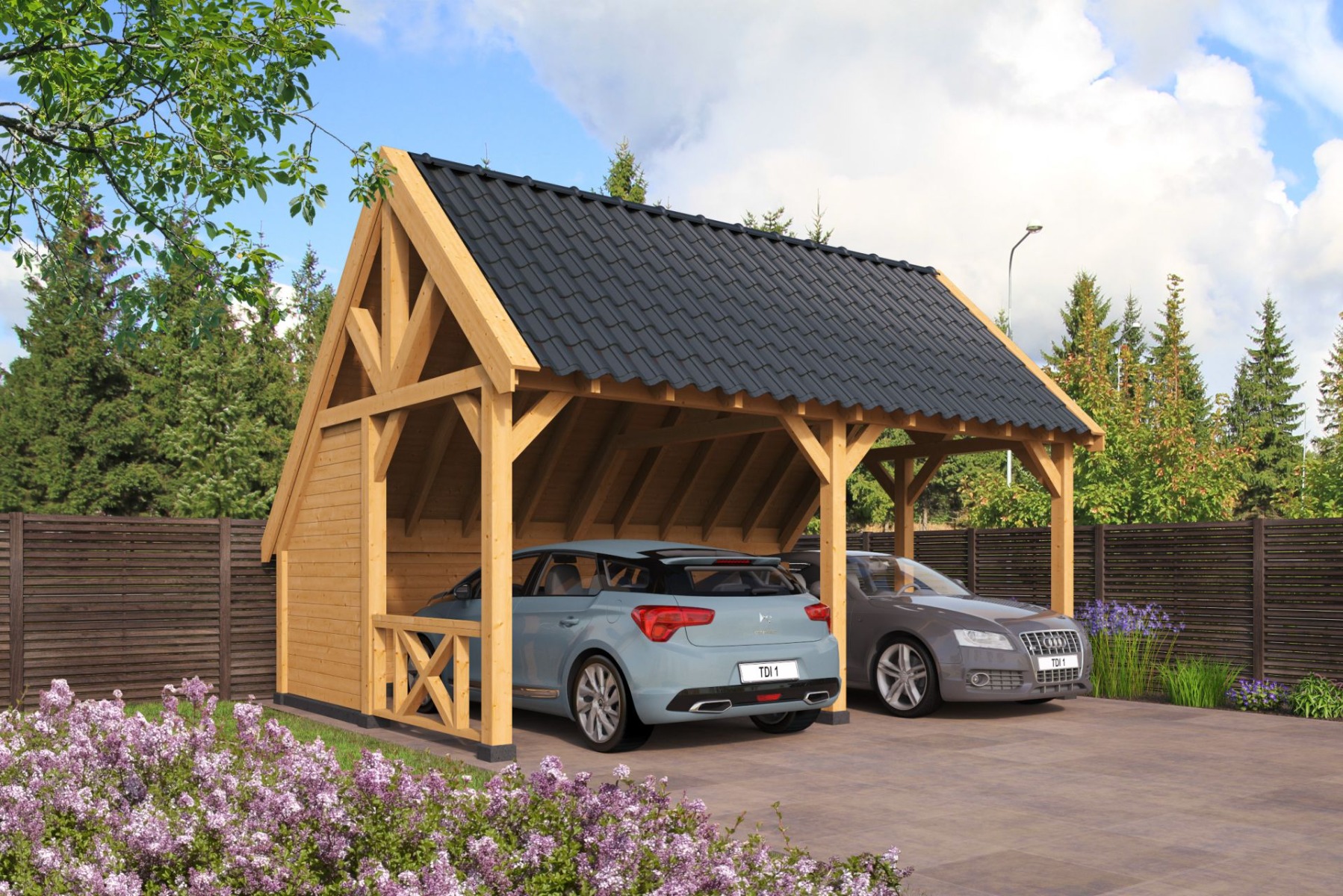 Kapschuur Billund XL Type 2 Red Class Wood 600x460 cm - geïmpregneerd afbeelding