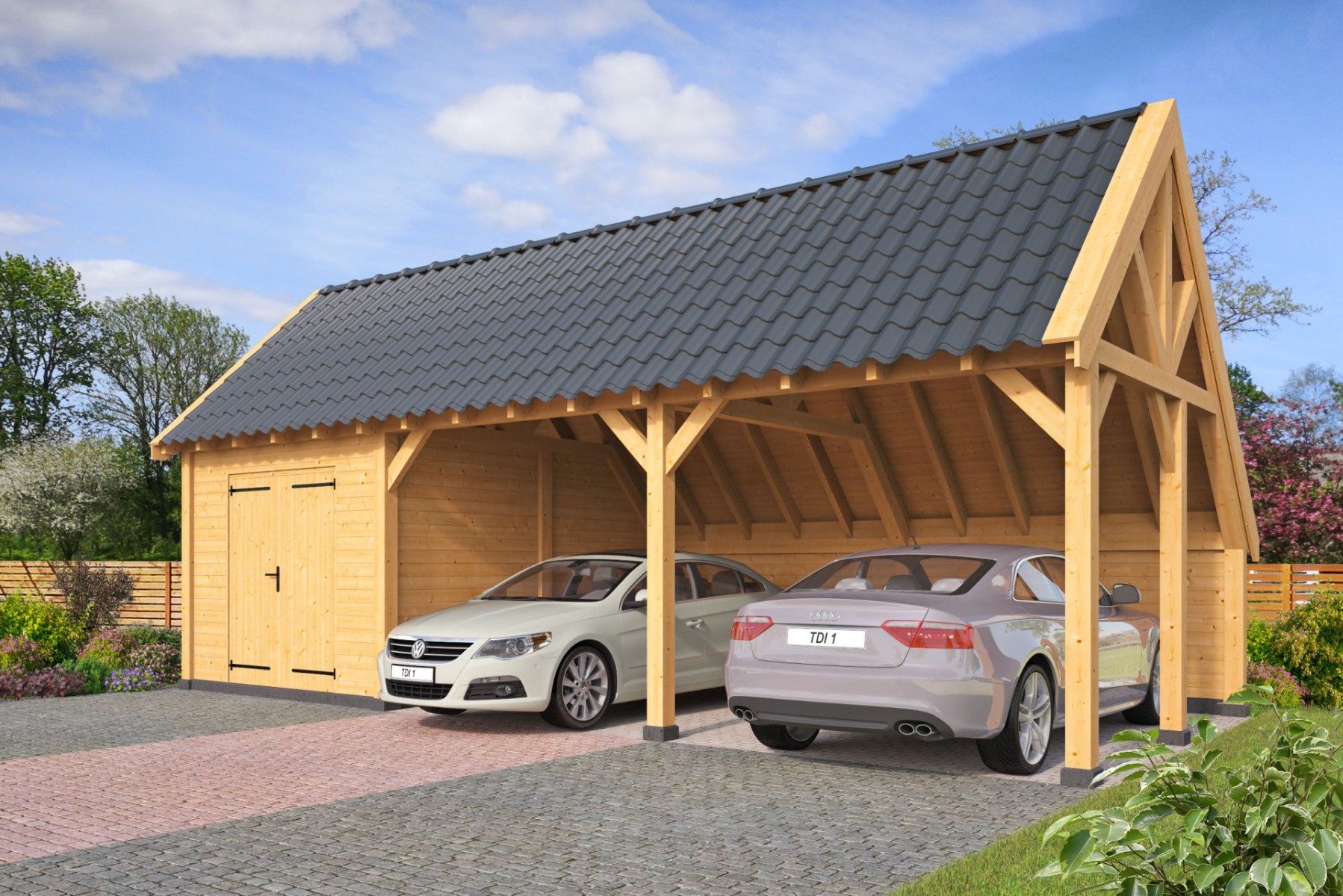 Kapschuur Billund XL Type 7 Red Class Wood 893x460 cm - geïmpregneerd afbeelding 1