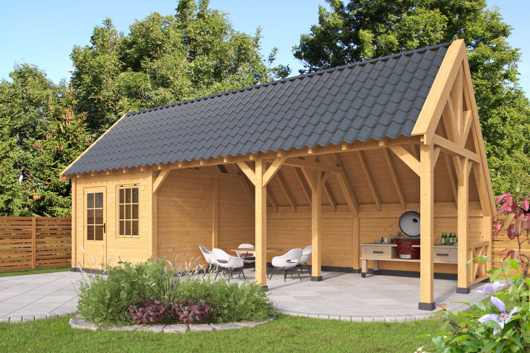 Kapschuur Billund XL Type 8 Red Class Wood 893x460 cm - geïmpregneerd afbeelding