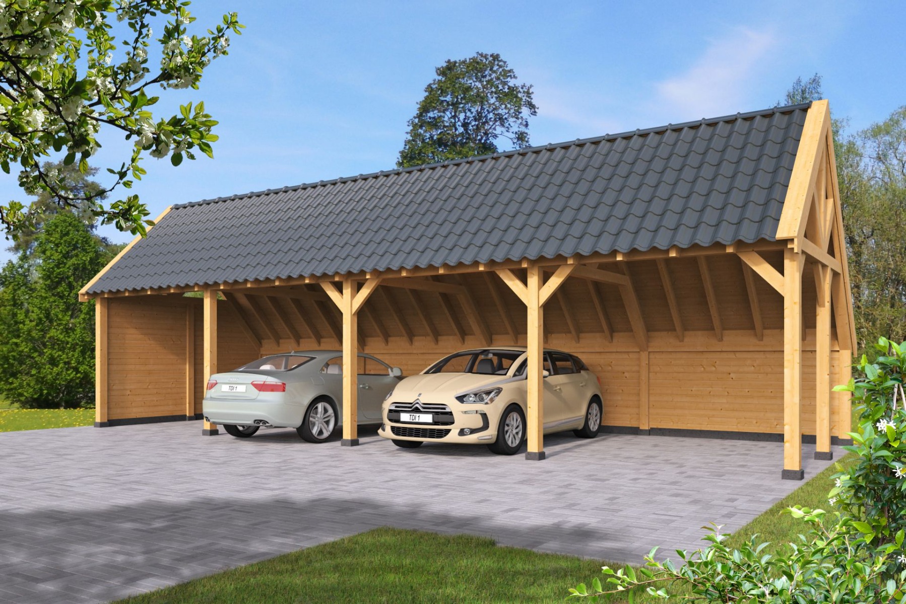 Kapschuur Billund XL Type 10 Red Class Wood 1186x460 cm - geïmpregneerd afbeelding