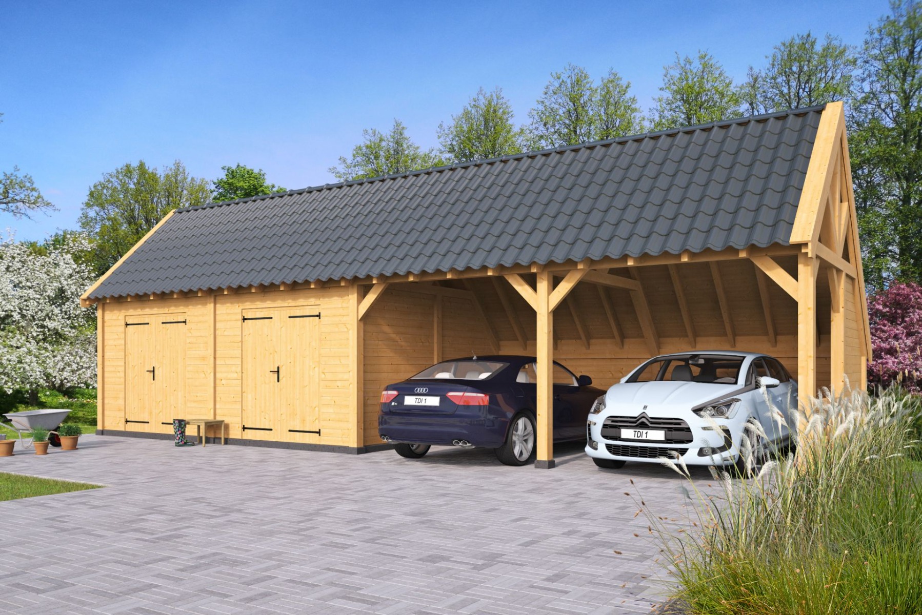 Kapschuur Billund XXL Type 12 Red Class Wood 1386x512 cm - geïmpregneerd afbeelding 1