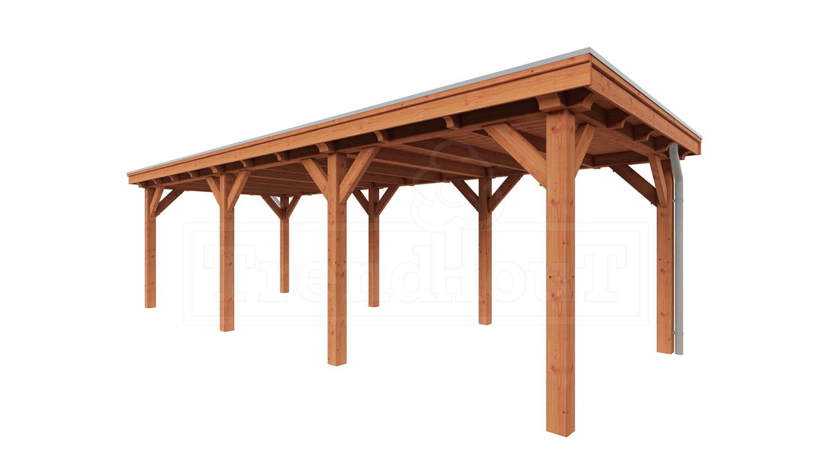 Overkapping Siena 825x350 cm- Plat dak- Onbehandeld lariks Douglas hout- Trendhout