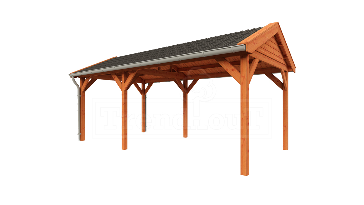 Overkapping Zadeldak Betula 630x350 cm- Zadeldak- Onbehandeld lariks Douglas hout- Trendhout