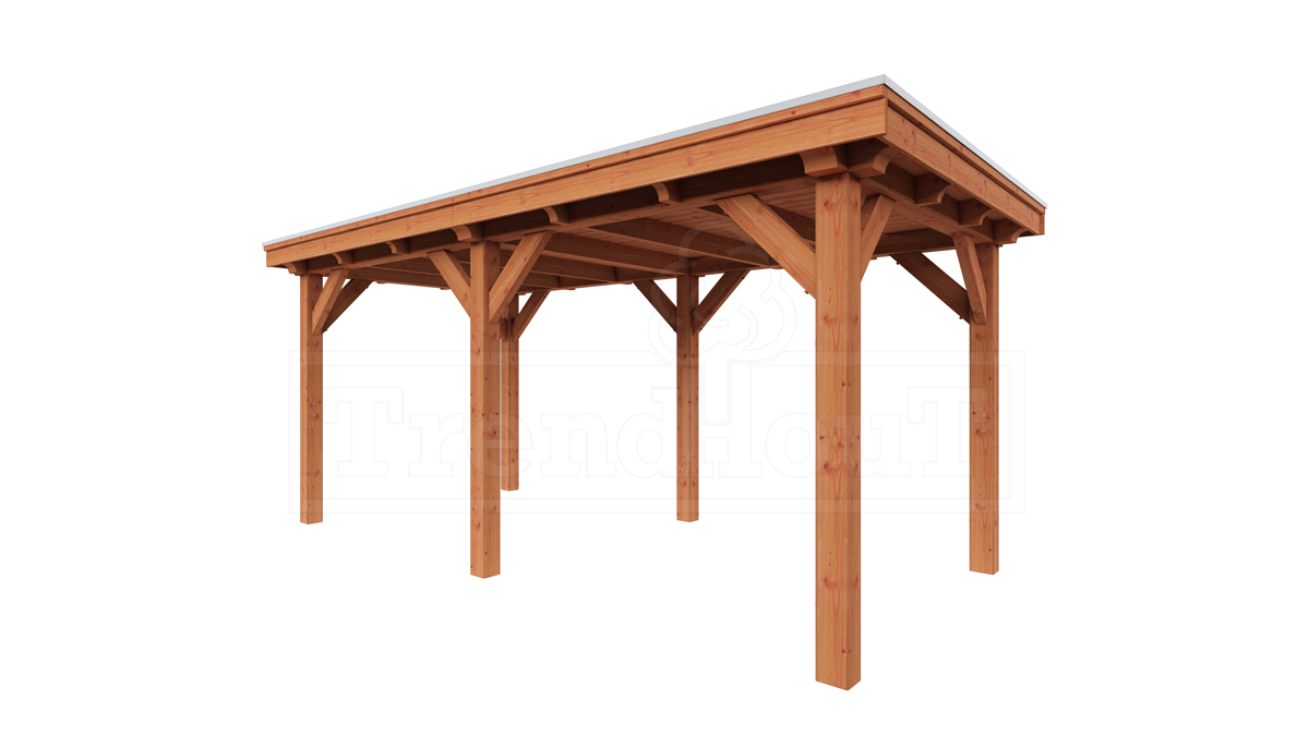 Overkapping Siena 535x300 cm- Plat dak- Onbehandeld lariks Douglas hout- Trendhout