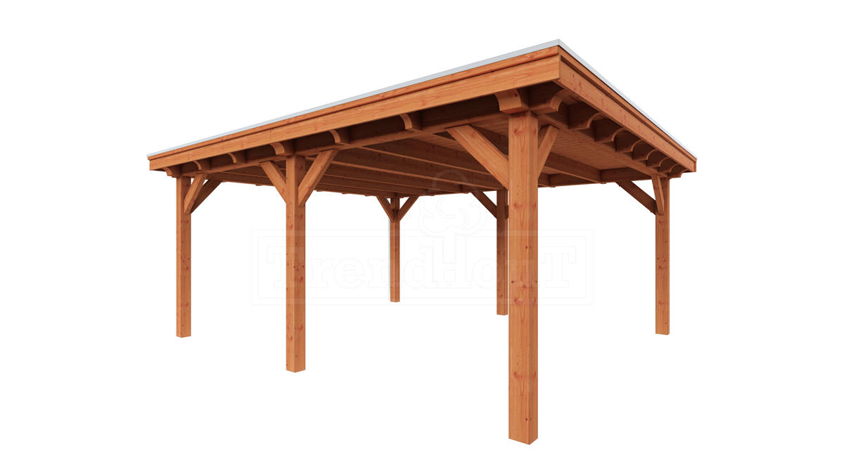 Overkapping Toscane 545x545 cm- Plat dak- Onbehandeld lariks Douglas hout- Trendhout