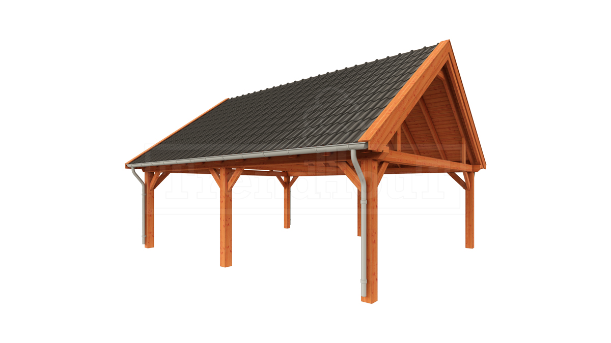 Overkapping Zadeldak XXL 785x700 cm- Zadeldak- Onbehandeld lariks Douglas hout- Trendhout