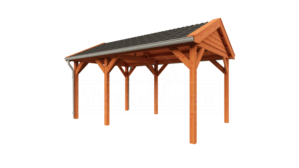 Overkapping Zadeldak Betula 505x350 cm- Zadeldak- Onbehandeld lariks Douglas hout- Trendhout