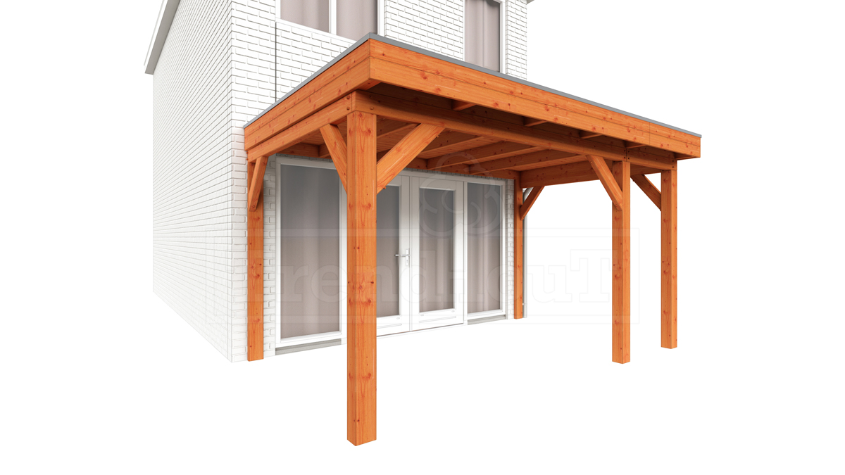 Trendhout Aanbouwveranda Ancona 415x330 cm - plat dak model rechts