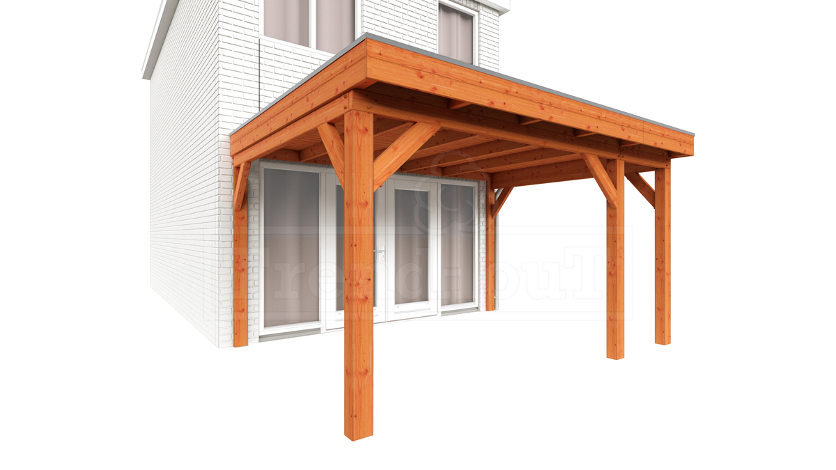 Trendhout Aanbouwveranda Ancona 415x390 cm - plat dak model rechts