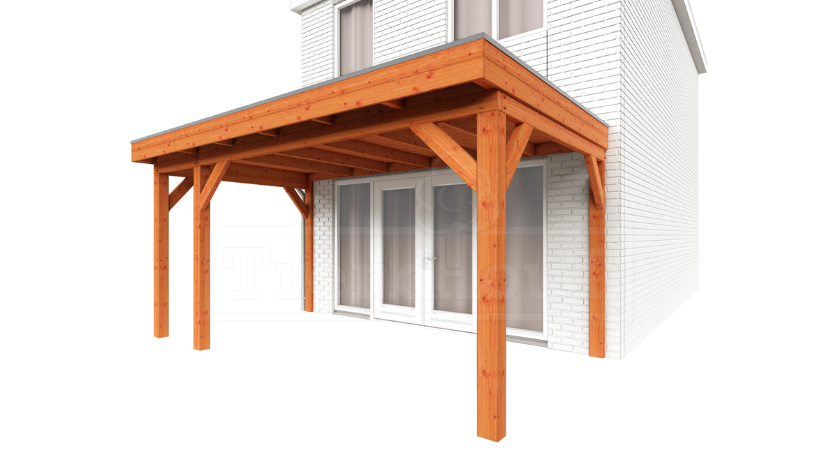 Trendhout Aanbouwveranda Ancona 480x330 cm - plat dak model links