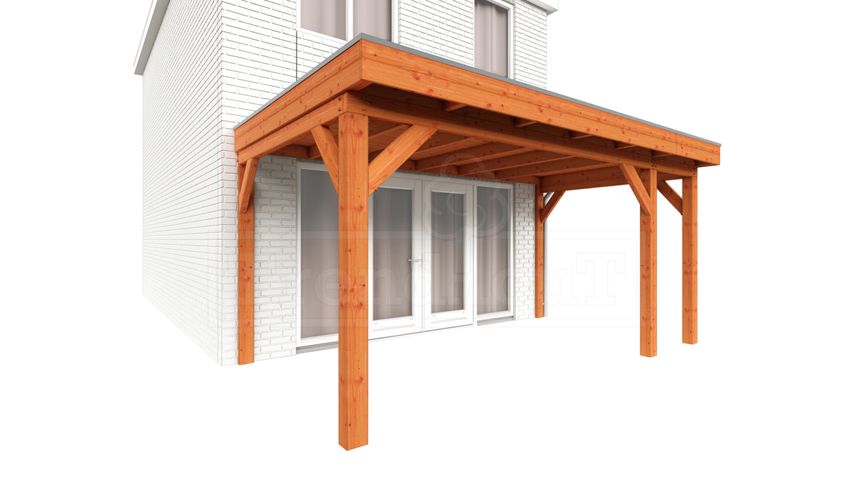 Trendhout Aanbouwveranda Ancona 480x330 cm - plat dak model rechts