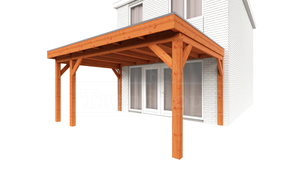 Trendhout Aanbouwveranda Ancona 480x390 cm - plat dak model links
