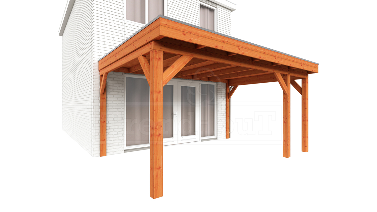 Trendhout Aanbouwveranda Ancona 480x390 cm - plat dak model rechts
