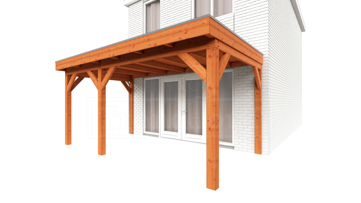 Trendhout Aanbouwveranda Ancona 495x330 cm - plat dak model links