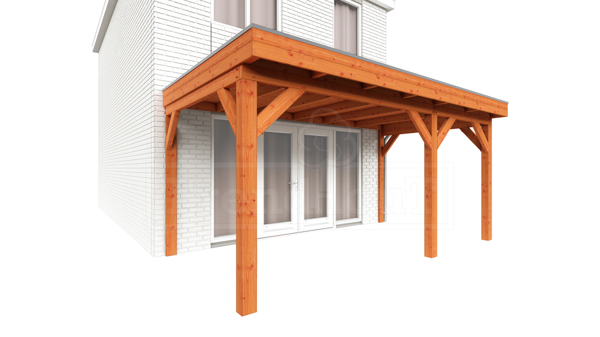 Trendhout Aanbouwveranda Ancona 495x330 cm - plat dak model rechts