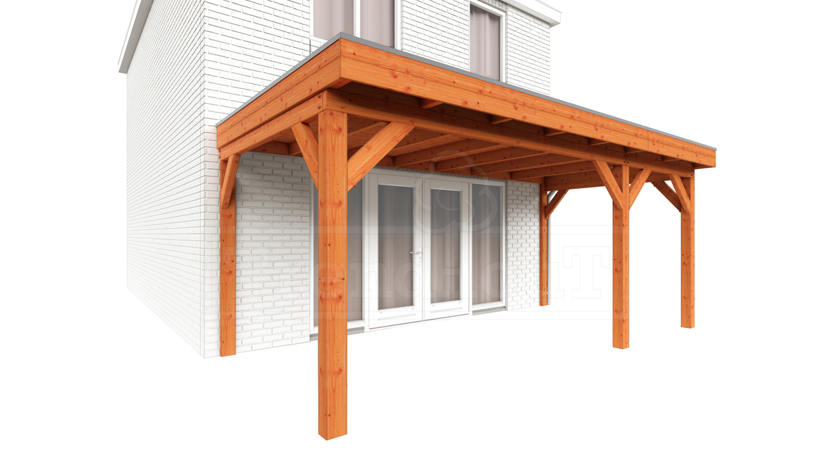 Trendhout Aanbouwveranda Ancona 555x330 cm - plat dak model rechts
