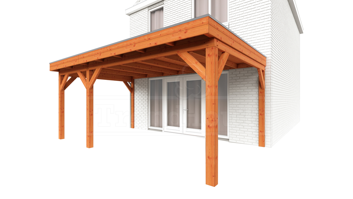 Trendhout Aanbouwveranda Ancona 555x390 cm - plat dak model links