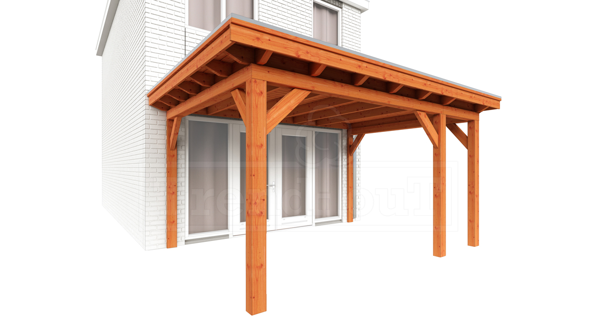 Trendhout Aanbouwveranda Lucca 460x390 cm - Plat dak model rechts
