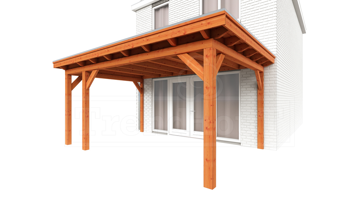 Trendhout Aanbouwveranda Lucca 525x390 cm - Plat dak model links