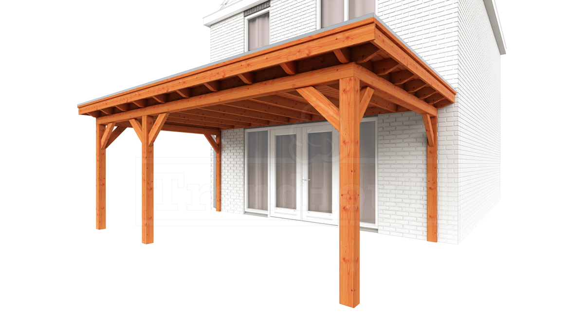 Trendhout Aanbouwveranda Lucca 605x390 cm - Plat dak model links